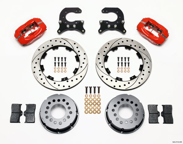 Wilwood Forged Dynalite P/S Rear Kit Drilled Red Chev 12 Bolt w C-Clips 140-2112-DR