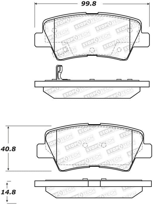 StopTech 12-17 Hyundai Accent / 13-16 Kia Optima Street Performance Rear Brake Pads 308.1544