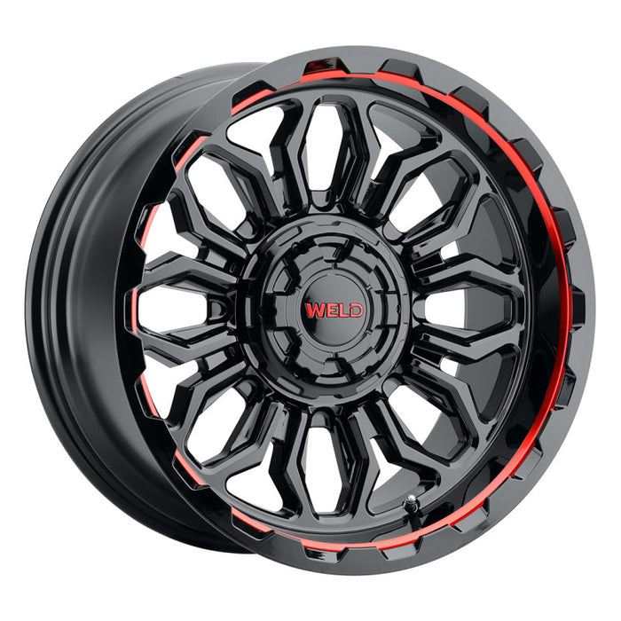 Weld Off-Road W140 20X10 Flare 6X135 6X139.7 ET-18 BS4.75 Gloss Black MIL Red 106.1 W14000098475