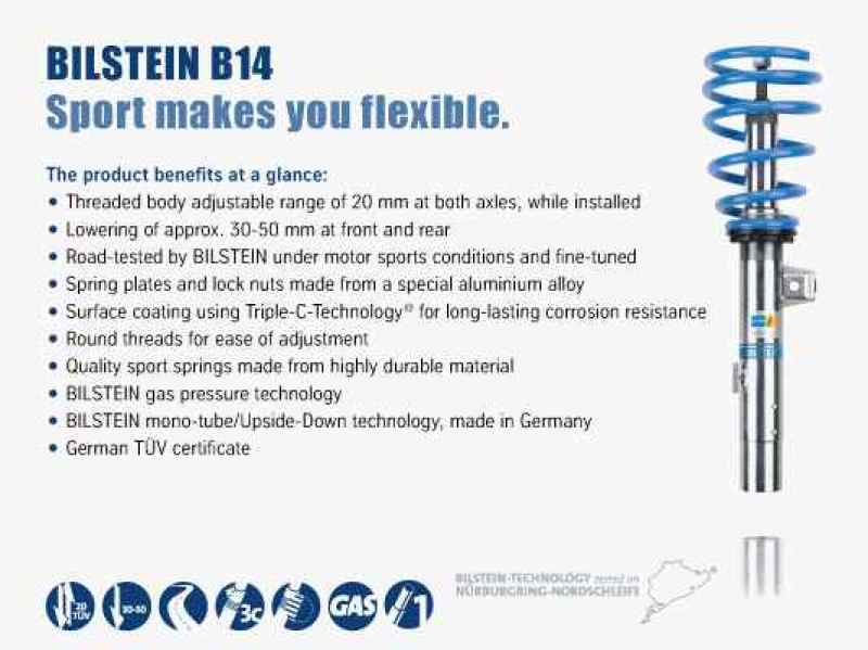 Bilstein B14 Audi S4 (8E) K4 Performance Suspension System (May Req. OE 8E0412377C) 47-119444