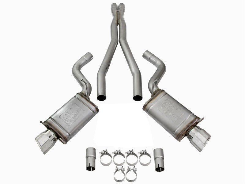 aFe Mach Force-Xp 3in CB Stainless Steel Dual Exhaust System w/Polished Tips 09-15 Cadillac CTS-V 49-34063-P