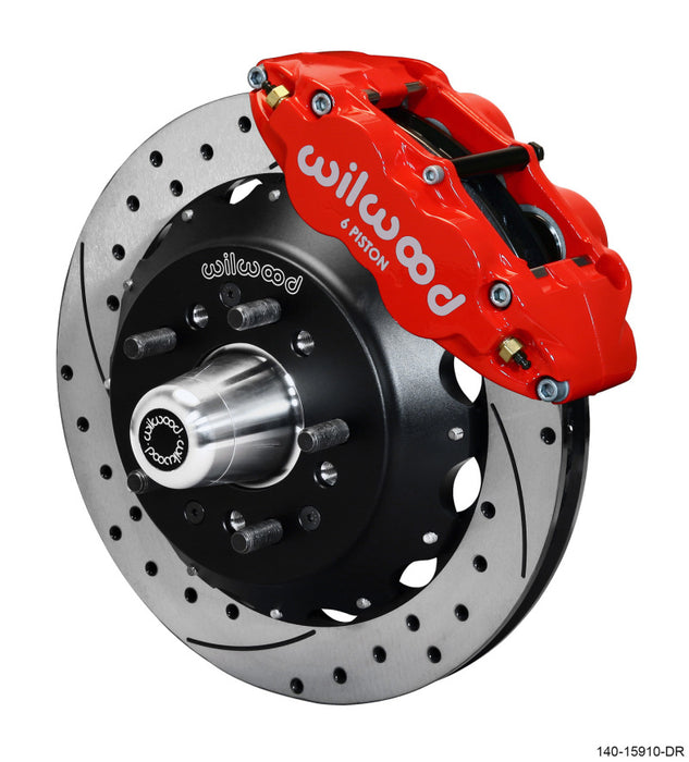 Wilwood Narrow Superlite 6R Front Big Brake Kit 12.88in SRP Drilled and Slotted Rotor Red 140-15910-DR