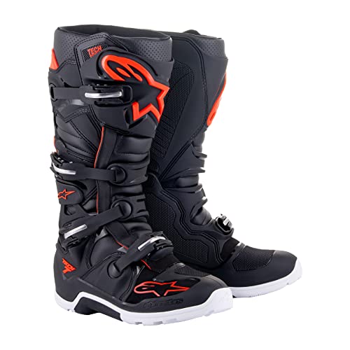 Alpinestars Men's Mx Offroad Motorcycle Boots, Black/Red Fluo, 10