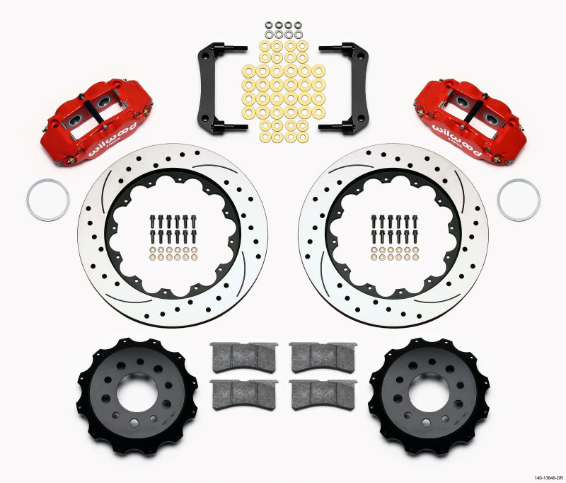 Wilwood Narrow Superlite 4R Rear Kit 14.00in Drilled Red Morrison Multilink IRS (10-15 Camaro Based) 140-13648-DR