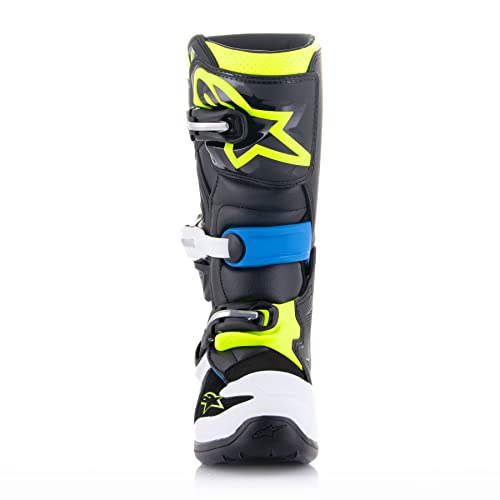 Alpinestars Men's Mx Offroad Motorcycle Boots, Black/Enamel Blue/Fluo Yellow, 4