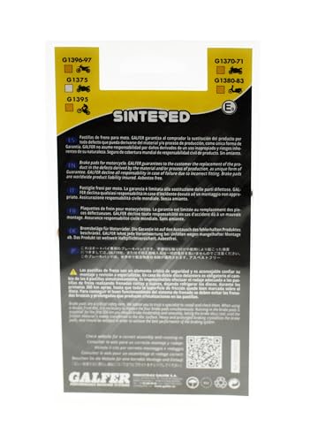 Galfer HH Sintered Brake Pads (Front Left G1397) Compatible With 09-14 YAMAHA GRIZZLY550