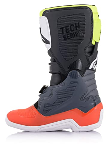 Alpinestars unisex adult Grey/ Fluo/Yellow Tech 7S Boots Dark Grey Red Fluo Yellow Fluo Sz 08, Multi, 8 US