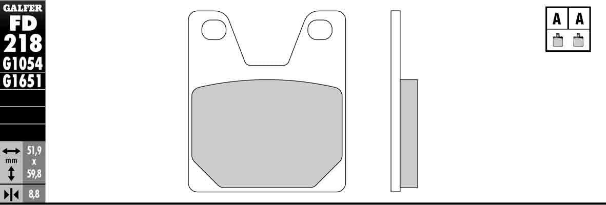 Galfer G1054 Semi-Metallic Brake Pads (Rear G1054) Compatible with 98-01 Yamaha YZF-R1