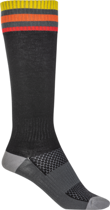 Fly Racing 2022 MX Riding Socks (Thin Black, LG/XL)
