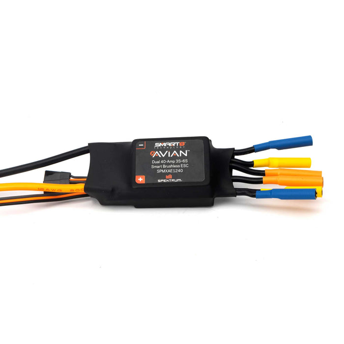 Spektrum SMART Avian Dual 40 Amp Brushless Smart ESC 3S 6S SPMXAE1240 Speed Controls Aircraft