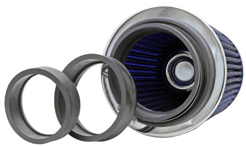 K&N Universal Air Filter Chrome Round Tapered Blue 4in Flange ID x 1.125in Flange Length x 5.5in H RG-1001BL