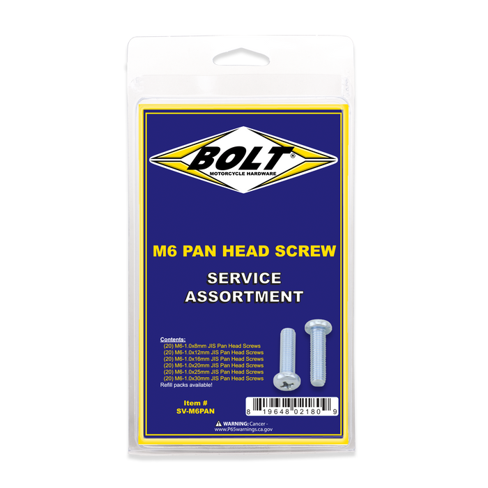 Bolt SV-M6PAN M6 Pan Head Phillips Assortment 120 Piece Kit