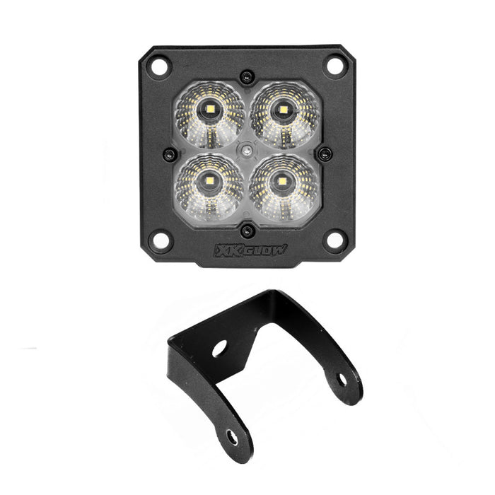 XK Glow Flush Mount XKchrome 20w LED Cube Light w/ RGB Accent Light Kit w/ Cntrlr Flood Beam 2pc XK065002-FL-KIT