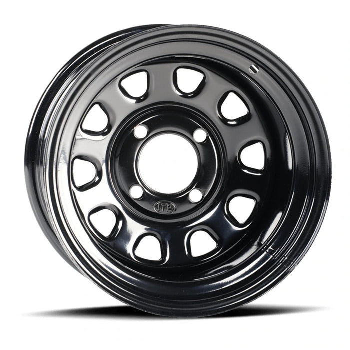 ITP Delta Steel 14x7 / 4x110 BP / 2+5 Offset Black Wheel 1425544014B