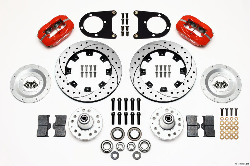 Wilwood Forged Dynalite Front Kit 12.19in Drilled Red 37-48 Ford Psgr. Car Spindle 140-8583-DR