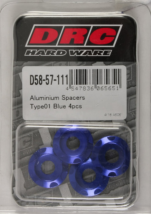 40/PC DRC M6 ALUM SPACERS TYPE 01 BLU