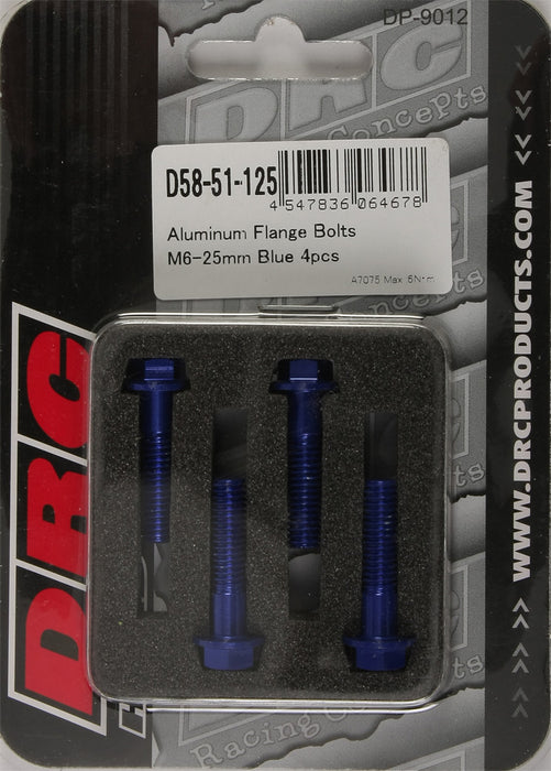 DRC Aluminum Flange Bolts Blue 6x25mm 4 Pack D58-51-125