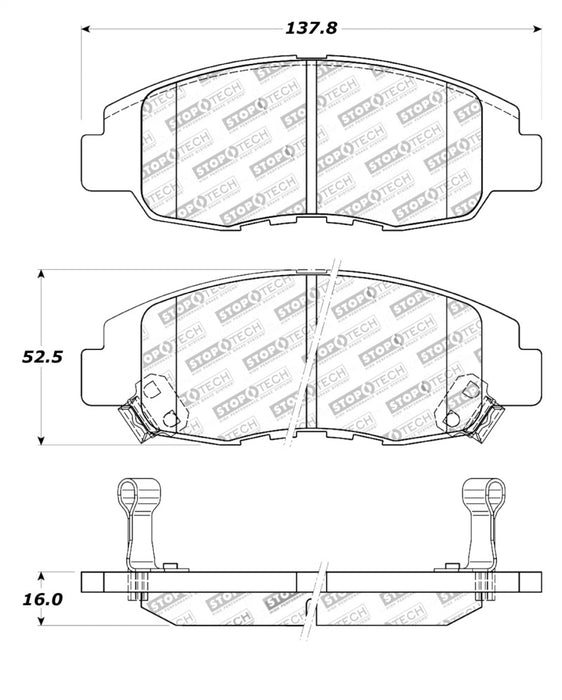 StopTech Street Touring 98-02 Honda Accord Coupe/Sedan Front Brake Pads 308.0764