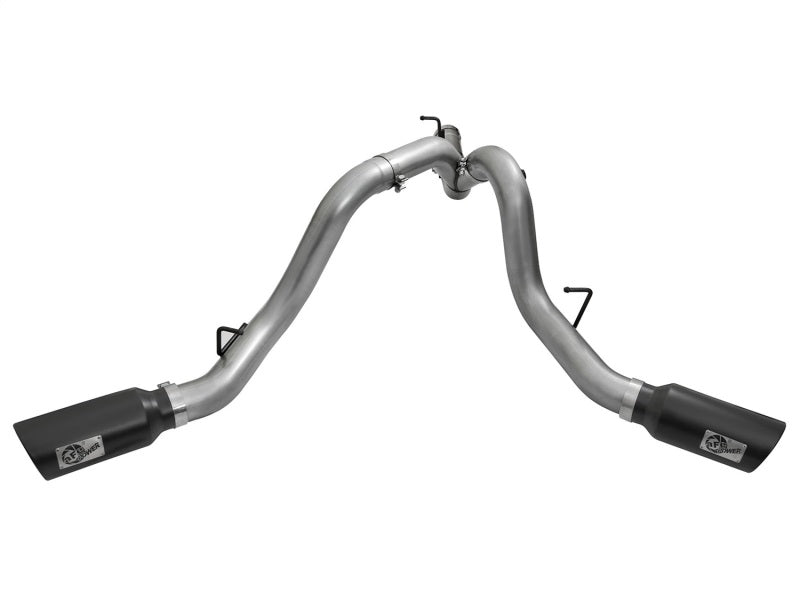 aFe LARGE Bore HD 4in Dual DPF-Back SS Exhaust w/Black Tip 16-17 GM Diesel Truck V8-6.6L (td) LML 49-44080-B