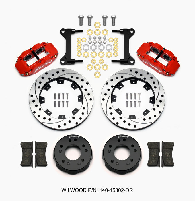 Wilwood Narrow Superlite 6R Front Kit 12.19in Drilled Red 63-87 C10 w/ Wilwood Pro Spindles 140-15302-DR