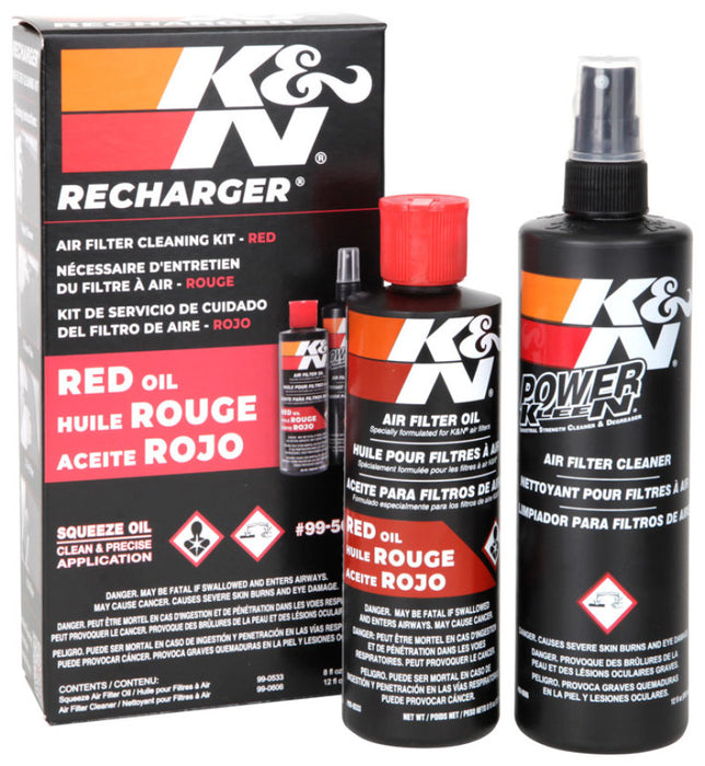 K&N Air Filter Cleaning Kit: Squeeze Bottle Filter Cleaner and Red Oil Kit; Restores Engine Air Filter Performance; Service Kit-99-5050