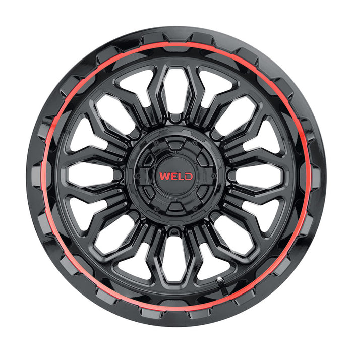 Weld Off-Road W140 20X10 Flare 6X135 6X139.7 ET-18 BS4.75 Gloss Black MIL Red 106.1 W14000098475