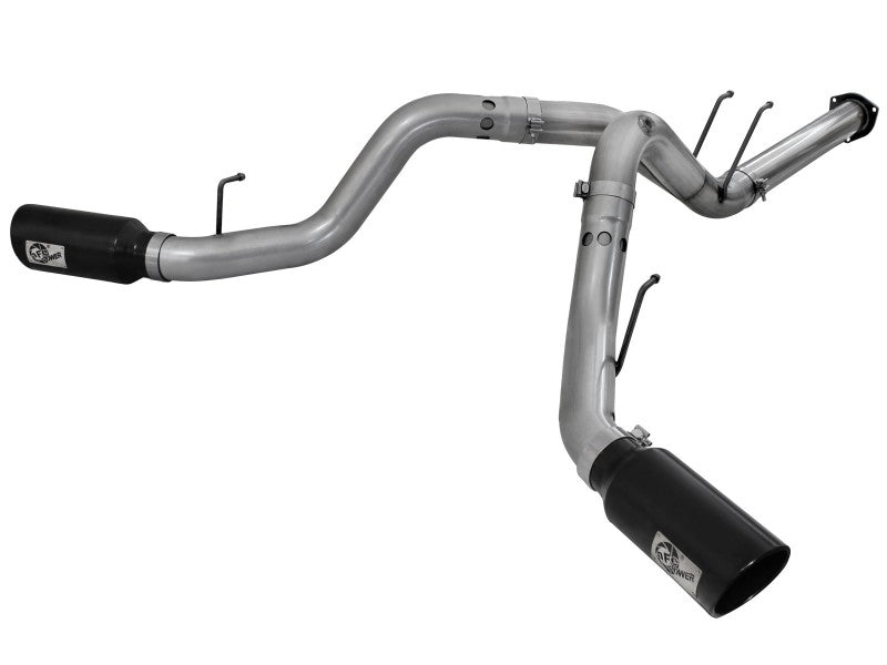 aFe Large Bore-HD 4in 409 Stainless Steel DPF-Back Exhaust w/Black Tip 15-16 Ford Diesel V8 Trucks 49-43122-B