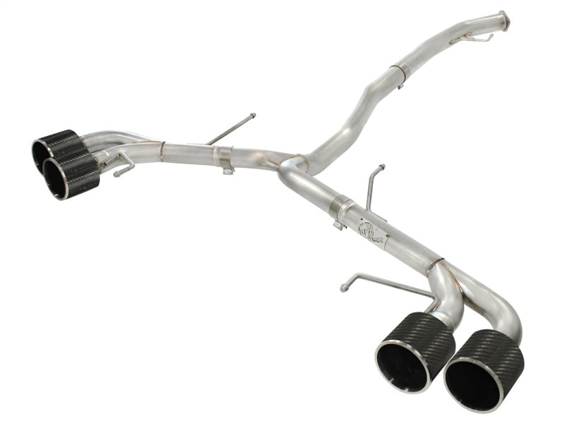 aFe Takeda 3in SS Exhaust Cat-Back 09-14 Compatible with Nissan GTR V6 3.8L Carbon Fiber Tips 49-36108-C