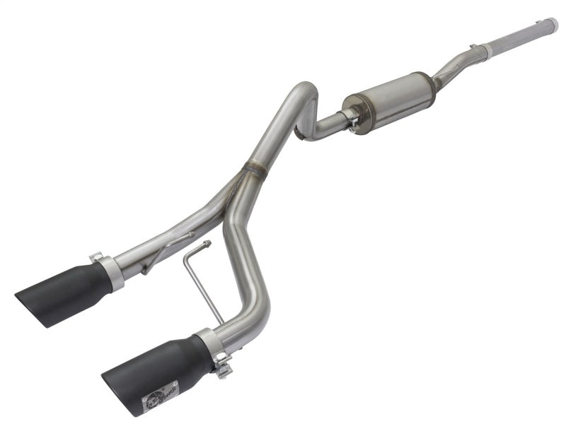 aFe Rebel Series CB 2.5in Dual Center Exit SS Exhaust w/ Black Tips 07-15 compatible with Jeep Wrangler 3.6L/3.8L V6 49-48056-B