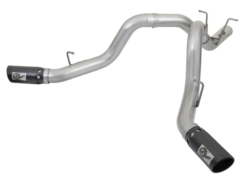 aFe ATLAS 4in DPF-Back Alum Steel Exhaust System w/Dual Exit Black Tip 2017 GM Duramax 6.6L (td) 49-04086-B