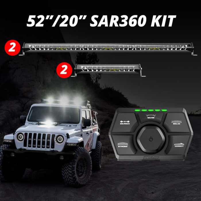 XK Glow SAR360 Light Bar Kit Emergency Search and Rescue Light System (2)52In (2)20In XK-SAR360-3311