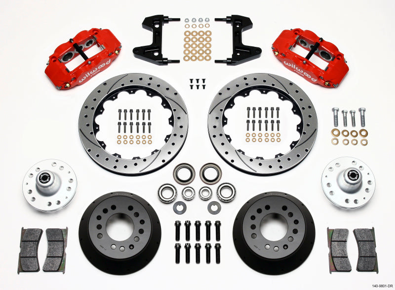 Wilwood Narrow Superlite 6R Front Hub Kit 12.88in Drill Red 74-80 Pinto/Mustang II Disc Spindle only 140-9801-DR