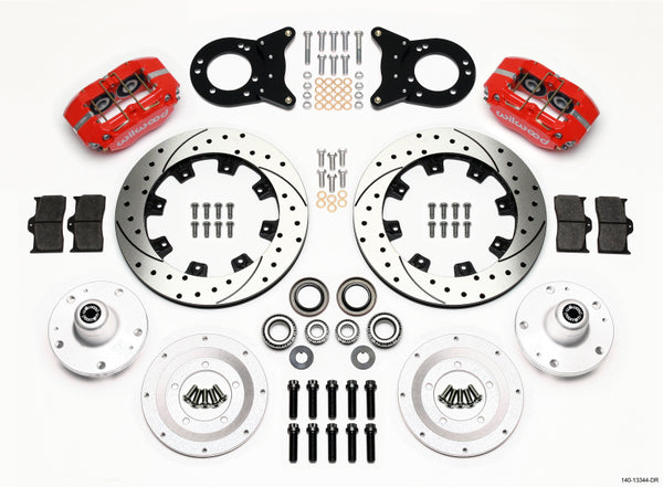 Wilwood Dynapro Dust-Boot Front Kit 12.19in Drill Red 1965-1969 Mustang Disc & Drum Spindle 140-13344-DR