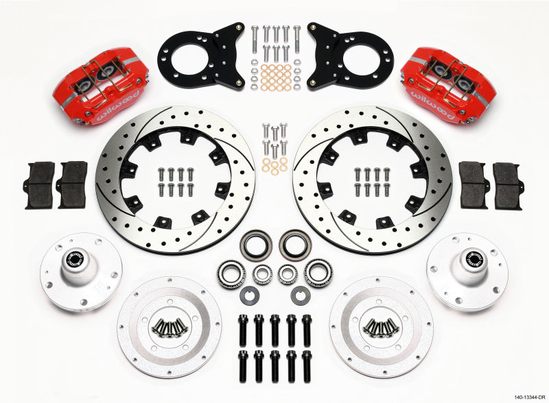 Wilwood Dynapro Dust-Boot Front Kit 12.19in Drill Red 1965-1969 Mustang Disc & Drum Spindle 140-13344-DR