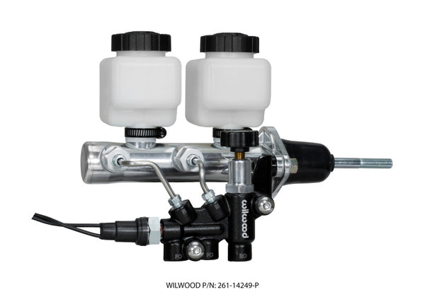 Wilwood Tandem Remote M/C Kit w L/H Brkt & Prop Valve 7/8in Bore Ball Burnished-W/Pushrod 261-14249-P