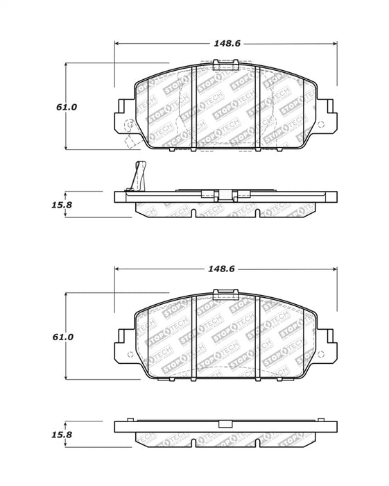 StopTech 14-18 Ford Fusion SE Luxury Street Performance Front Brake Pads 305.1653