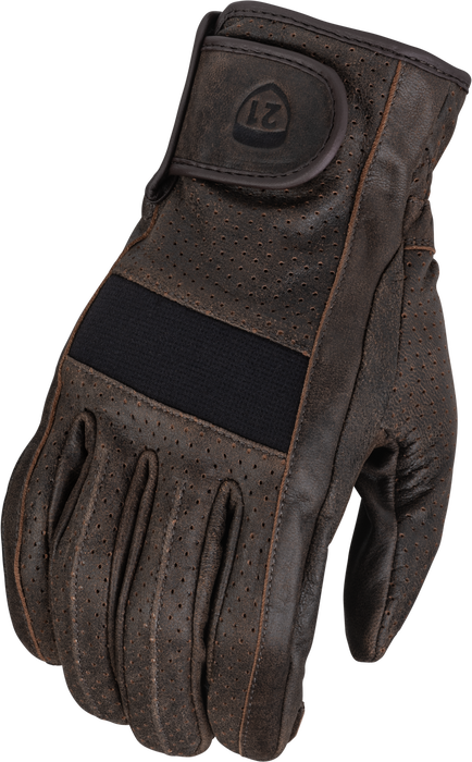 Highway 21 Jab Perforated Men'S Street Motorcycle Gloves Brown/Large 489-0043L