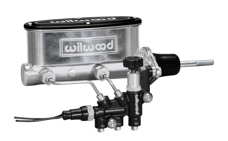 Wilwood HV Tandem M/C Kit w L/H Bracket & Prop Valve 7/8in Bore Ball Burnished-W/Pushrod 261-13271-P