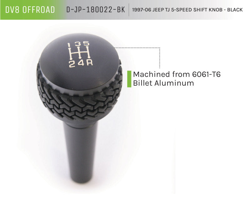 DV8 Offroad 1997-06 compatible with Jeep TJ 5-Speed Shift Knob And Lever Black D-JP-180022-BK