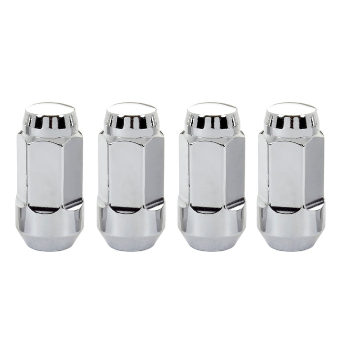 McGard Hex Lug Nut (Cone Seat Bulge Style) M14X1.5 / 22mm Hex / 1.945in. Length (4-Pack) Chrome 64033