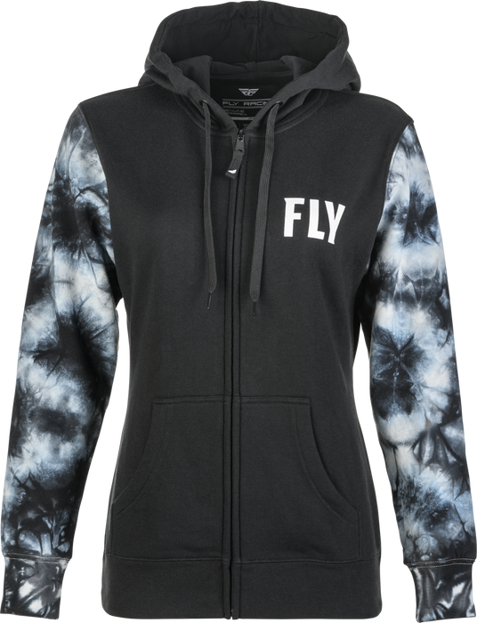 Fly Racing 358-0070L Women's Fly Tie-Dye Zip Up Hoodie Black/Grey Lg