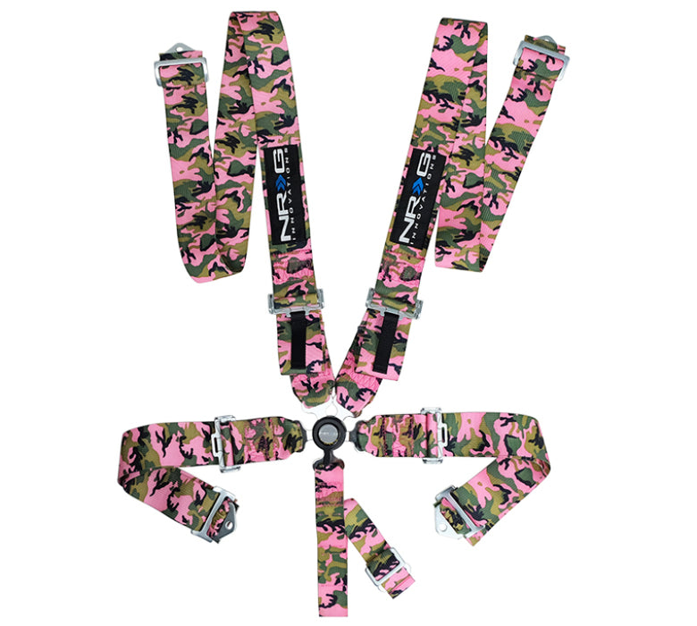 NRG SFI 16.1 5pt 3in. Seat Belt Harness/ Cam Lock Pink Camo SBH-RS5PCPKCAMO