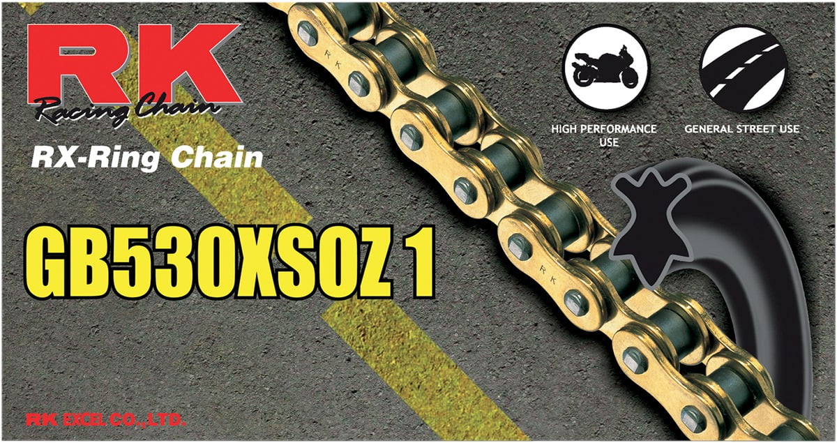 RK GB530XSOZ1 High Perform Street Sport RX-Ring Gold Motorcycle Chain 112 Link