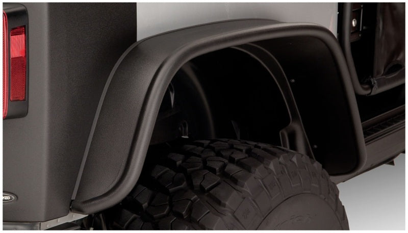 Bushwacker 07-18 compatible with Jeep Wrangler Flat Style Flares 4pc Fits 2-Door Sport Utility Only Black 10919-07