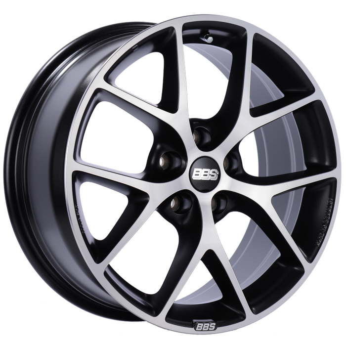 BBS SR 19x8.5 5x112 ET46 Satin Black Diamond Cut Face Wheel -82mm PFS/Clip Required SR028VGPK