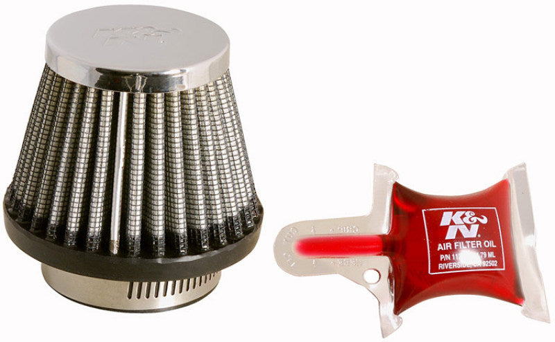 K&N Universal Chrome Filter Round Tapered 3in Base OD x 2in Top OD x 2.375in H RC-2490