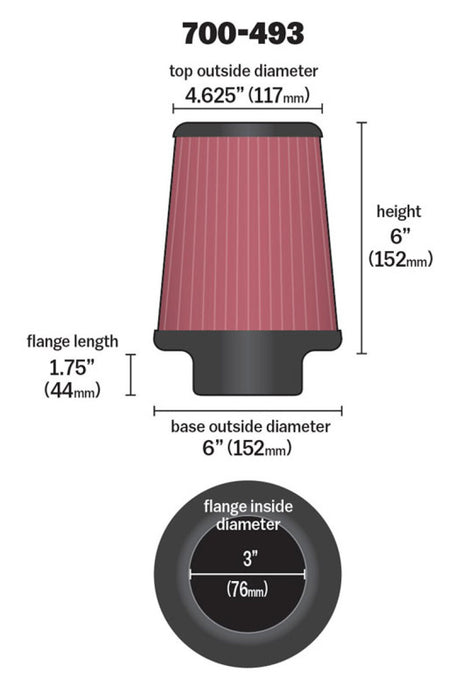 Airaid Universal Air Filter Cone 3 x 6 x 4 5/8 x 6 700-493