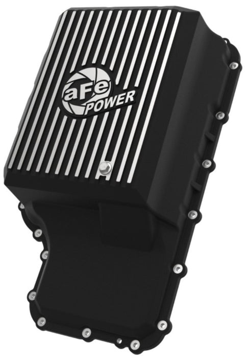 aFe 20-21 Ford Truck w/ 10R140 Transmission Pan Black POWER Street Series w/ Machined Fins 46-71220B