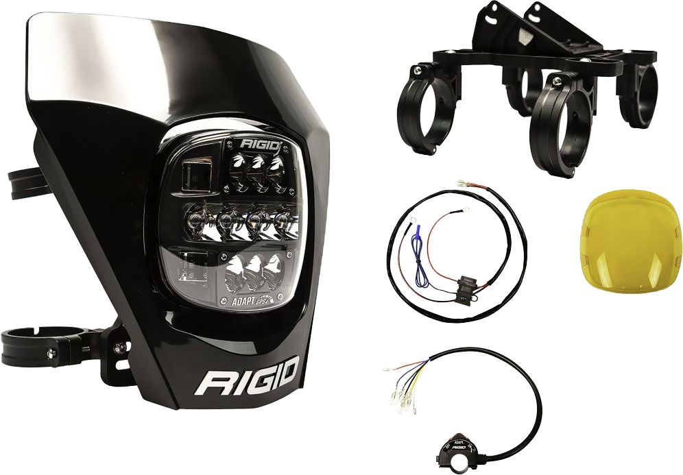 RIGID Adapt XE Extreme Enduro LED Moto Kit - LED Light with 3 Lighting Zones - GPS Module (Black) 300416