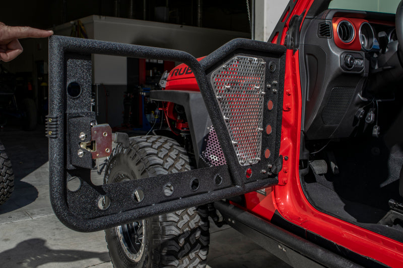 DV8 Offroad compatible with Jeep 18+ Wrangler JL / 20+ Gladiator JT Front Rock Doors w/ Perforated Aluminum Mesh RDJL-01F